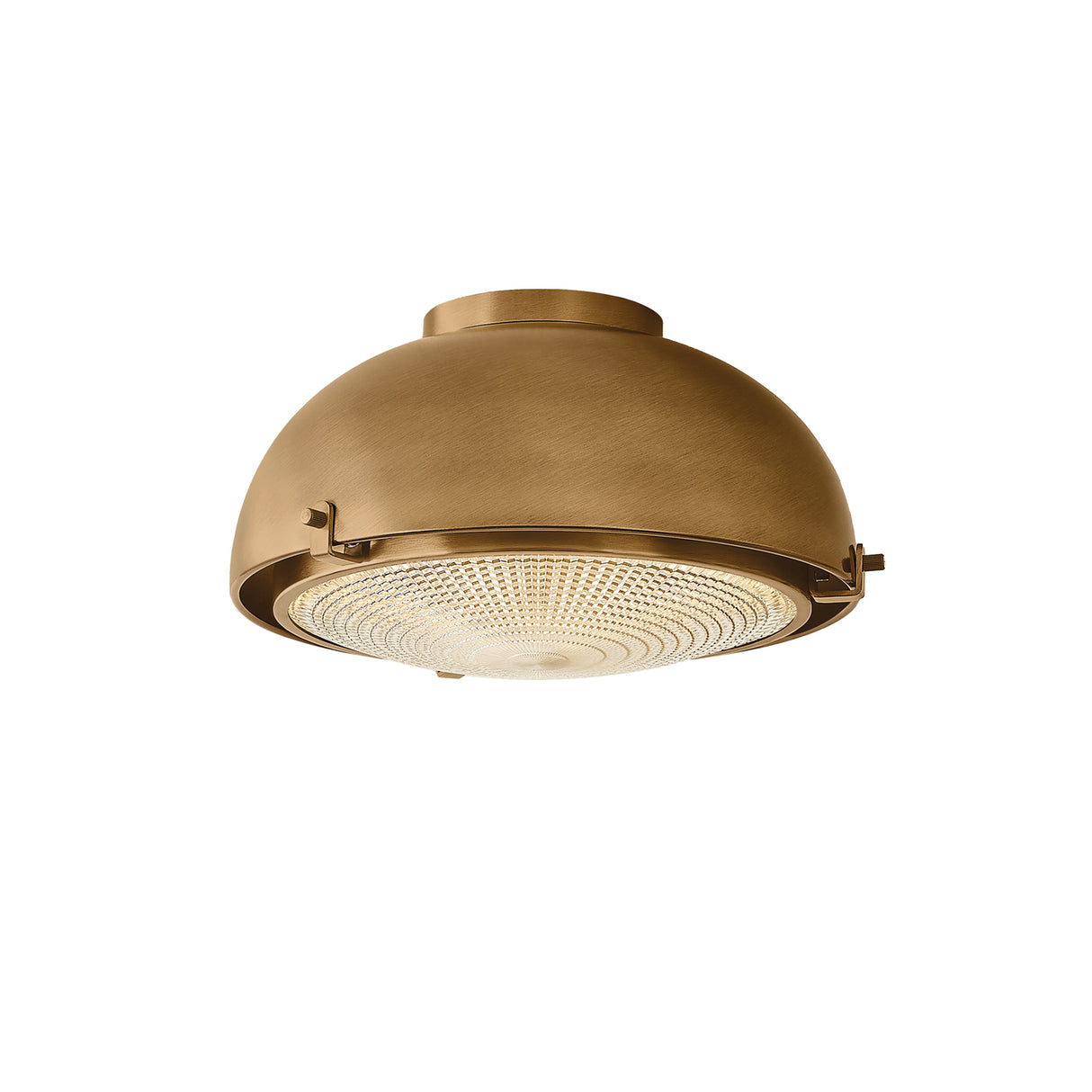 Cleveland Flush Mount 13", Patina Brass and Textured Clear Glass