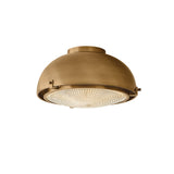 Cleveland Flush Mount 13", Patina Brass and Textured Clear Glass