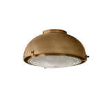 Cleveland Flush Mount 13", Patina Brass and Textured Clear Glass
