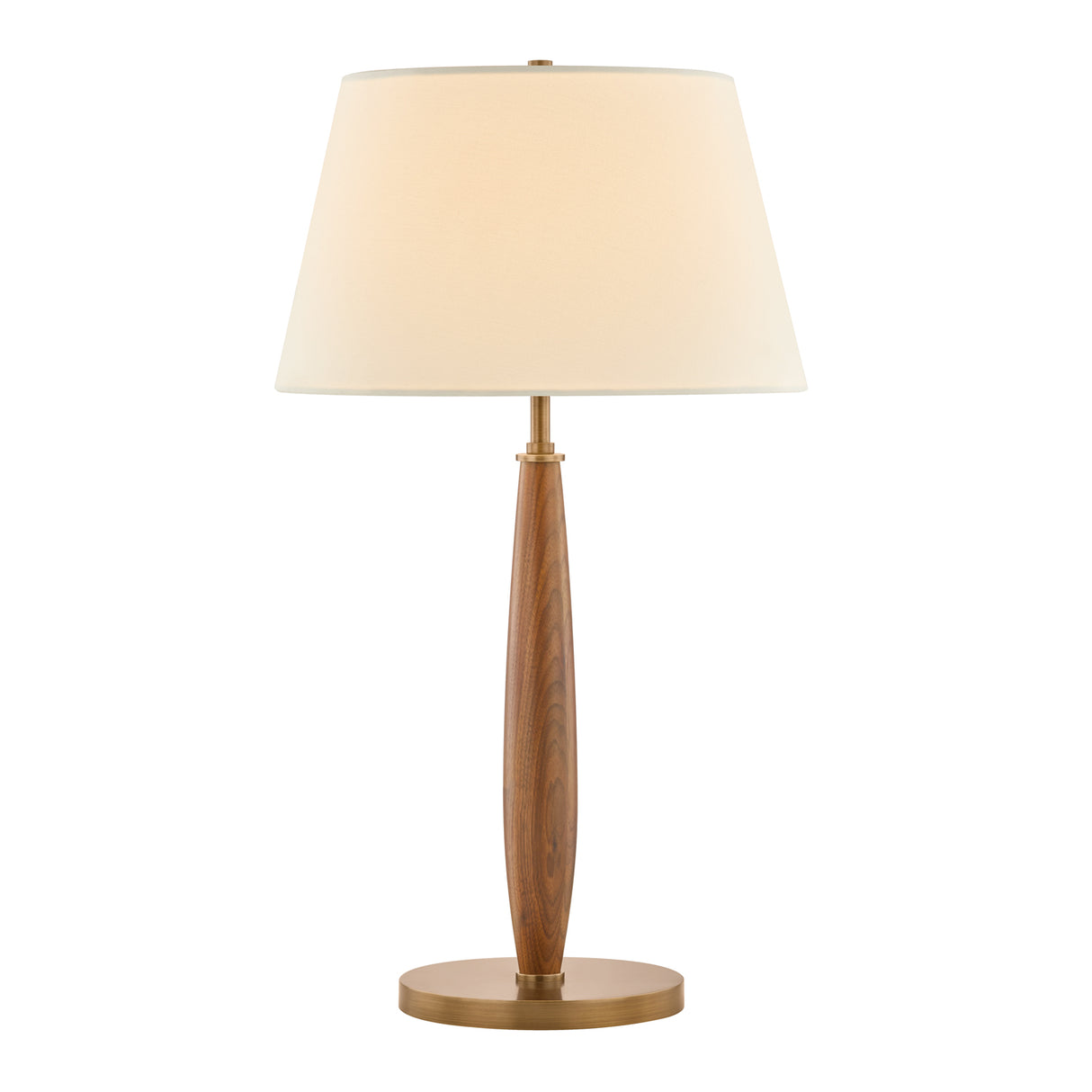 Davis Table Lamp 26", Patina Brass and Walnut