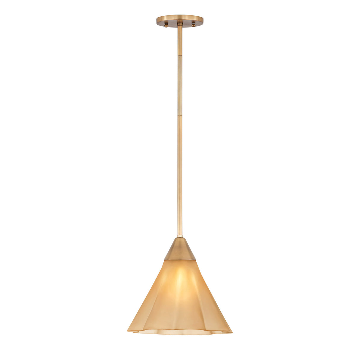 Catrin Small Pendant 11", Aged Brass and Champagne Frosted Glass