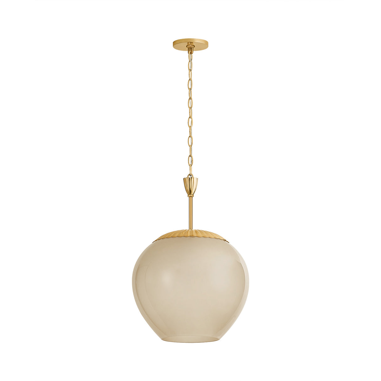 Annara Medium Pendant 15", Aged Brass and Champagne Frosted Glass