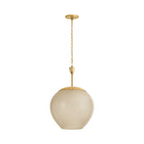 Annara Medium Pendant 15", Aged Brass and Champagne Frosted Glass