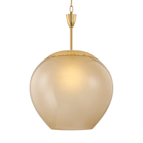 Annara Medium Pendant 15", Aged Brass and Champagne Frosted Glass