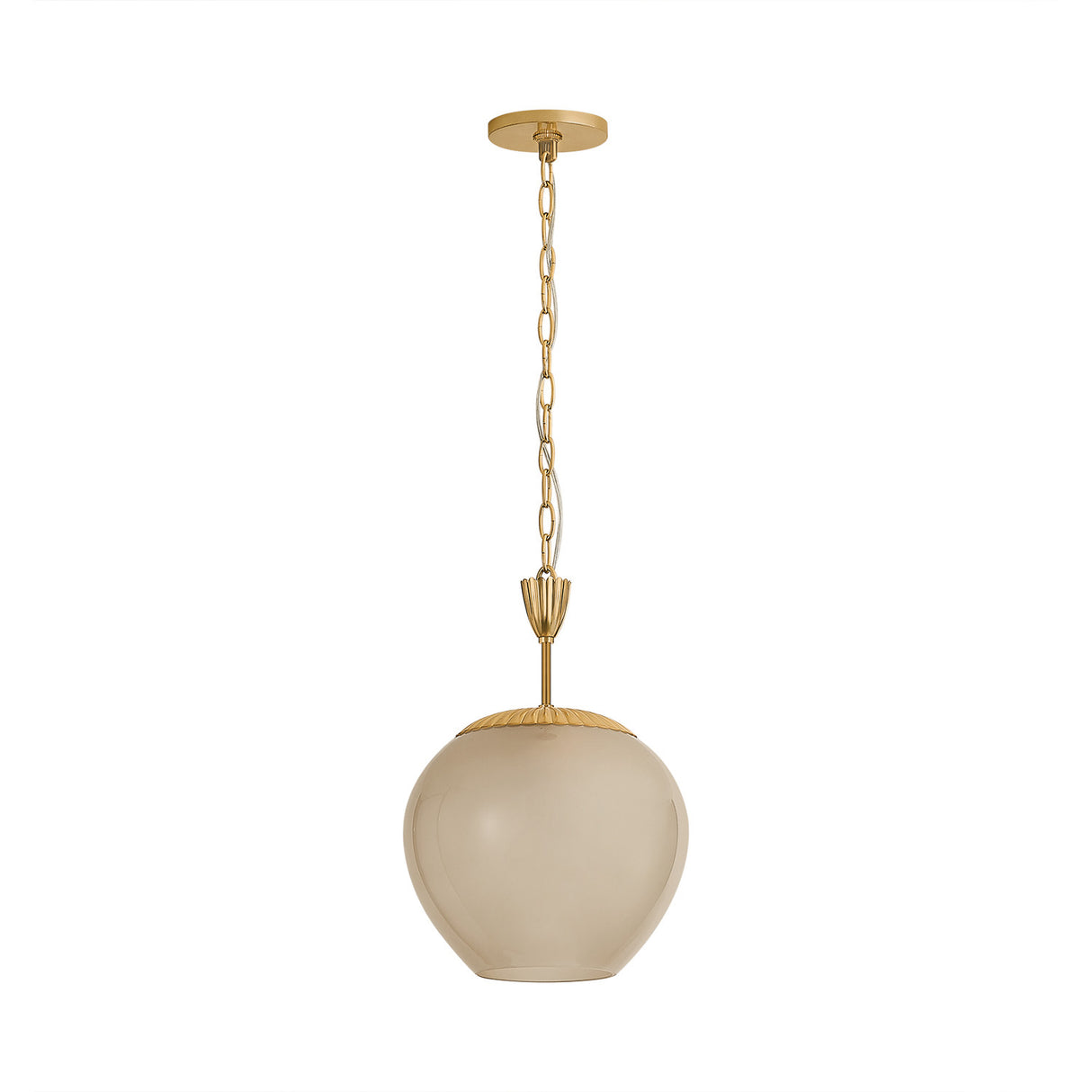 Annara Small Pendant 11", Aged Brass and Champagne Frosted Glass