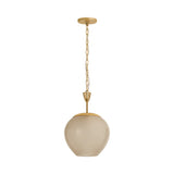 Annara Small Pendant 11", Aged Brass and Champagne Frosted Glass