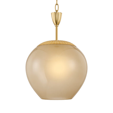 Annara Small Pendant 11", Aged Brass and Champagne Frosted Glass