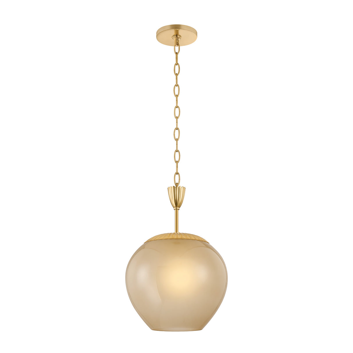 Annara Small Pendant 11", Aged Brass and Champagne Frosted Glass