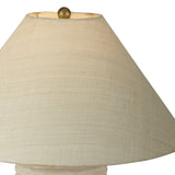 Daire Table Lamp 23", Patina Brass and Rippled Ceramic with Raffia Shade