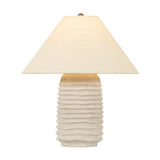 Daire Table Lamp 23", Patina Brass and Rippled Ceramic with Raffia Shade