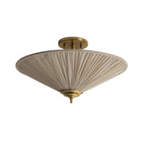 Edric Semi-Flush 18", Aged Brass and Natural Linen