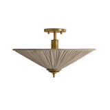 Edric Semi-Flush 18", Aged Brass and Natural Linen