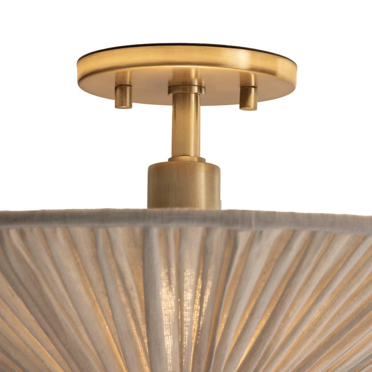 Edric Semi-Flush 18", Aged Brass and Natural Linen