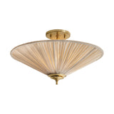 Edric Semi-Flush 18", Aged Brass and Natural Linen