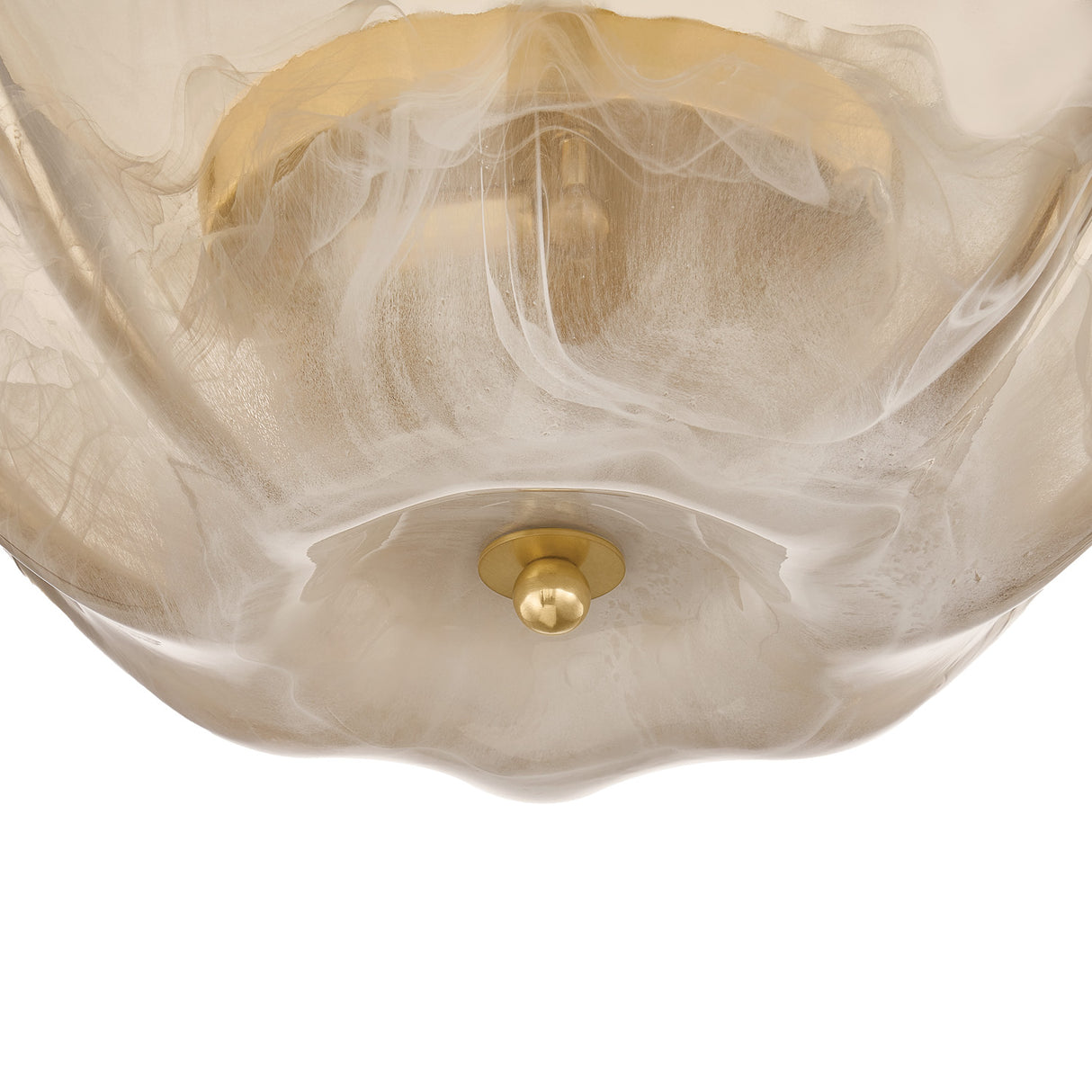 Fiorenzo Flush Mount 16", Aged Brass and Smoke Taupe Piastra Glass