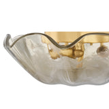 Fiorenzo Flush Mount 16", Aged Brass and Smoke Taupe Piastra Glass