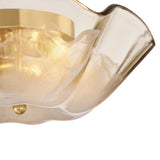 Fiorenzo Flush Mount 16", Aged Brass and Smoke Taupe Piastra Glass