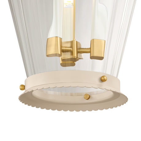Louelle Pendant 13", Cream and Aged Brass