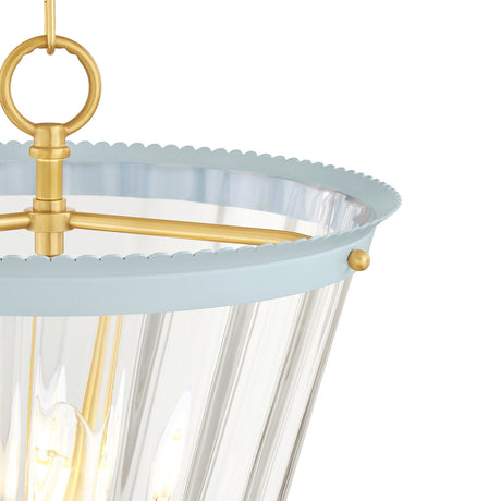 Louelle Pendant 13", Light Blue and Aged Brass