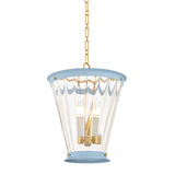 Louelle Pendant 13", Light Blue and Aged Brass