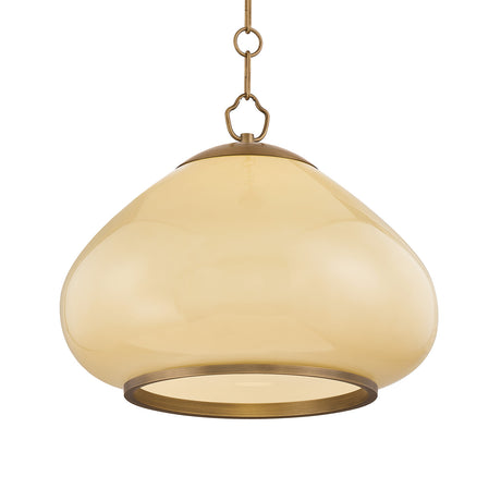 Osborne Medium Pendant 16", Patina Brass and Buttermilk Glass