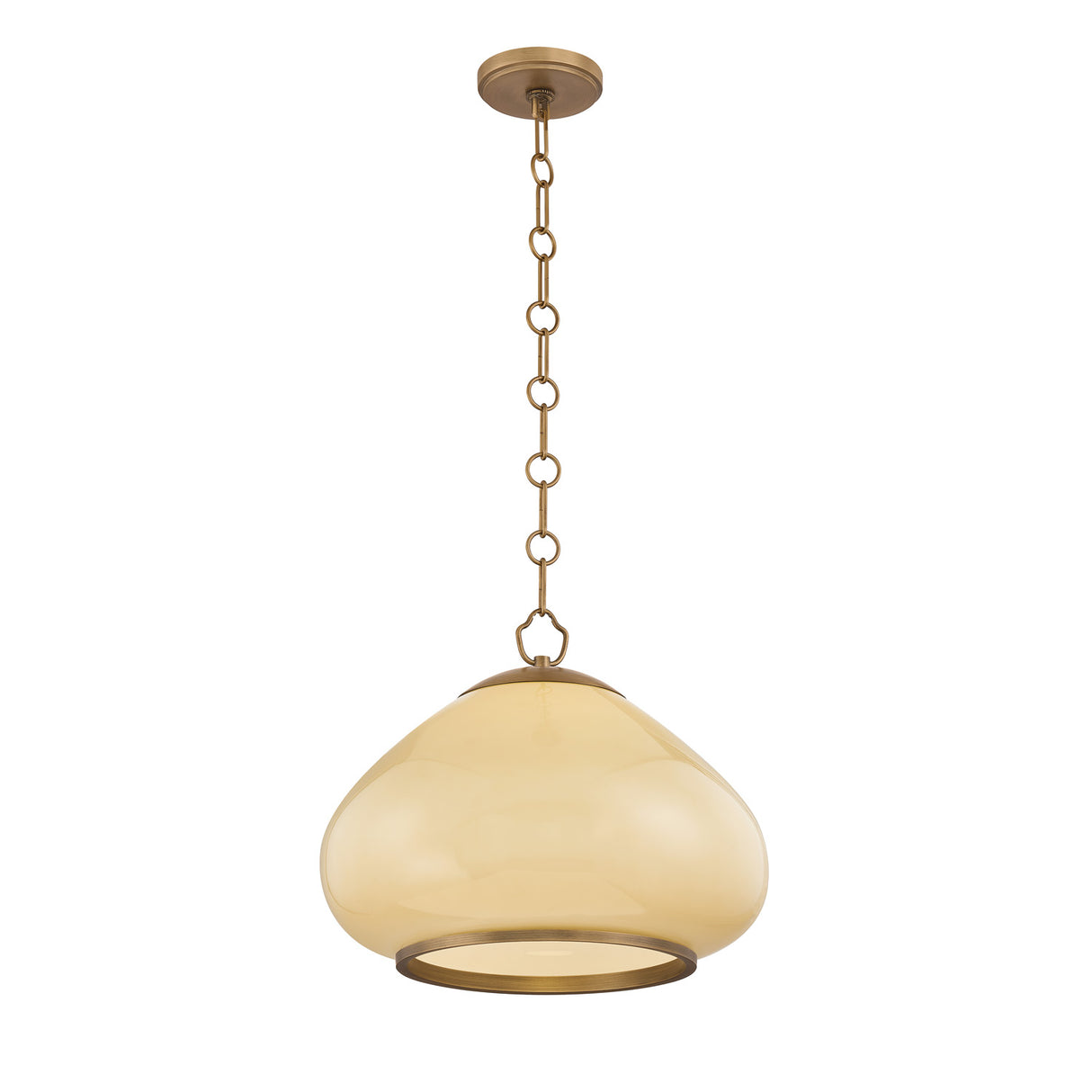 Osborne Medium Pendant 16", Patina Brass and Buttermilk Glass