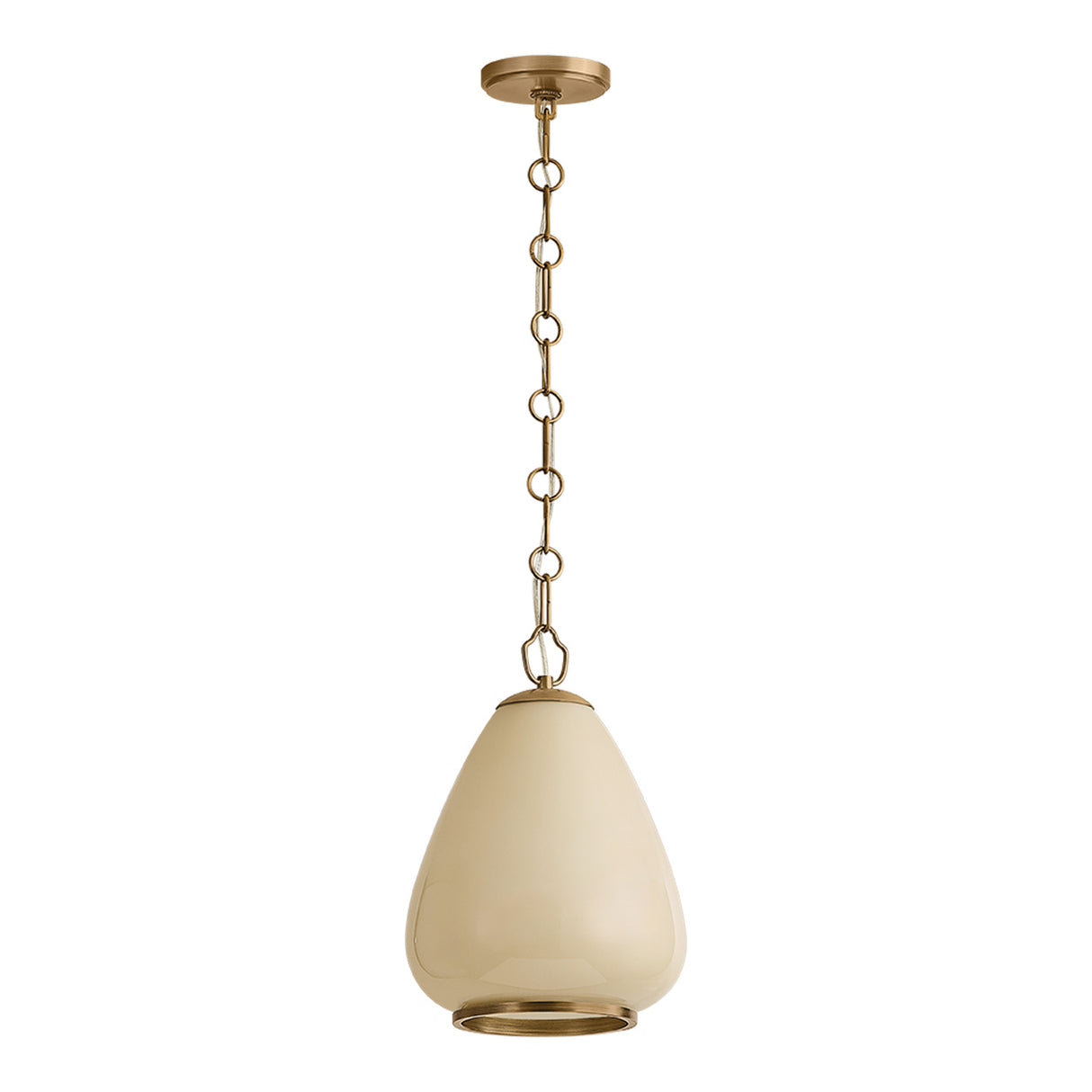 Osborne Small Pendant 10", Patina Brass and Buttermilk Glass