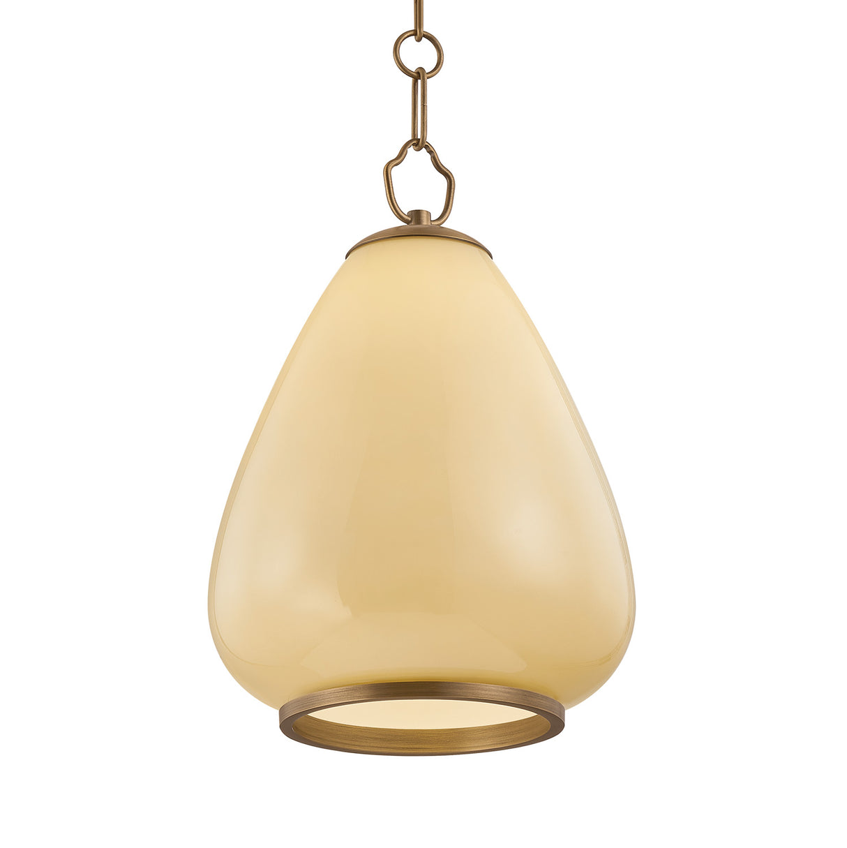 Osborne Small Pendant 10", Patina Brass and Buttermilk Glass