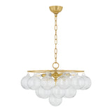 Kassia 6 Light Chandelier 23", Aged Brass and Clear Swirled Glass