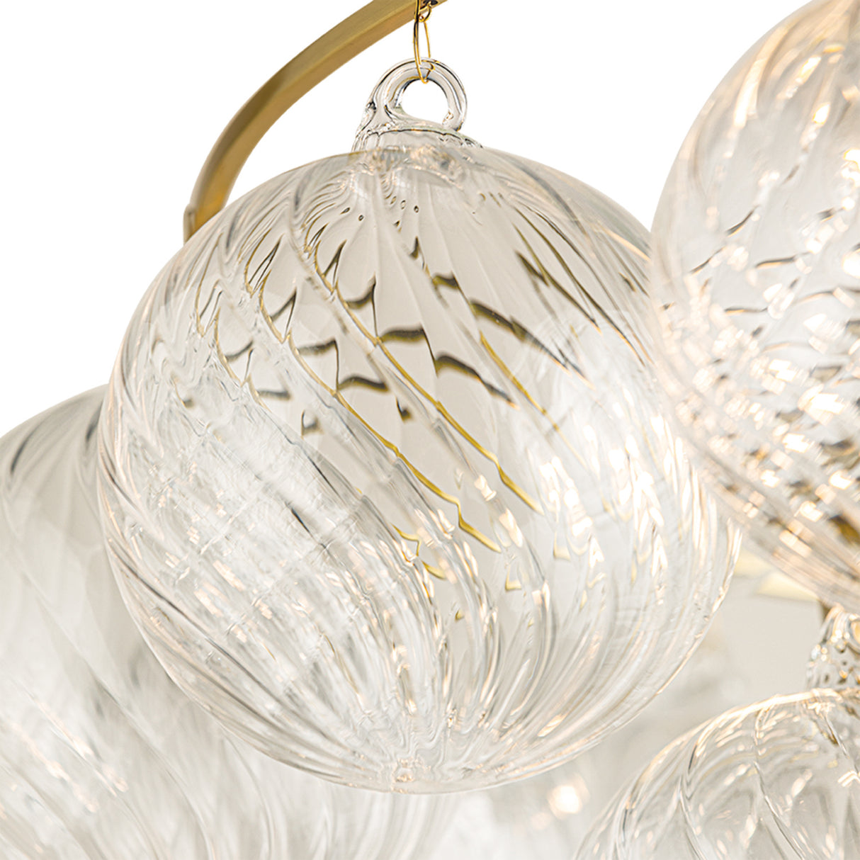 Kassia 6 Light Chandelier 23", Aged Brass and Clear Swirled Glass