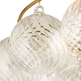 Kassia 6 Light Chandelier 23", Aged Brass and Clear Swirled Glass