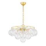 Kassia 6 Light Chandelier 23", Aged Brass and Clear Swirled Glass