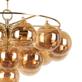 Kassia 6 Light Chandelier 23", Aged Brass and Mirrored Champagne Glass