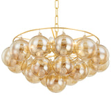 Kassia 6 Light Chandelier 23", Aged Brass and Mirrored Champagne Glass