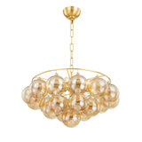 Kassia 6 Light Chandelier 23", Aged Brass and Mirrored Champagne Glass