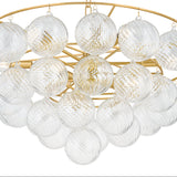 Kassia 9 Light Chandelier 32", Aged Brass and Clear Swirled Glass