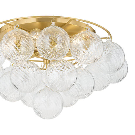 Kassia 6 Light Semi-Flush 23", Aged Brass and Clear Swirled Glass