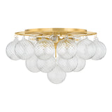 Kassia 6 Light Semi-Flush 23", Aged Brass and Clear Swirled Glass