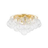 Kassia 6 Light Semi-Flush 23", Aged Brass and Clear Swirled Glass
