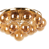 Kassia 6 Light Semi-Flush 23", Aged Brass and Mirrored Champagne Glass