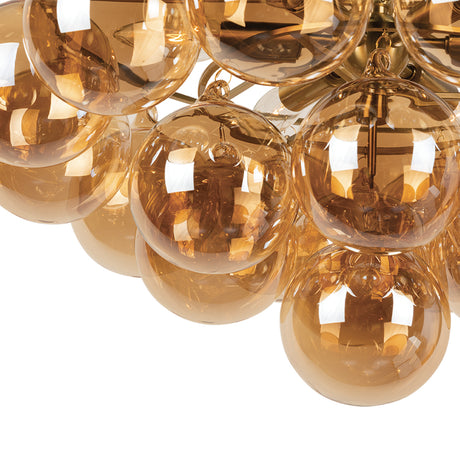 Kassia 6 Light Semi-Flush 23", Aged Brass and Mirrored Champagne Glass