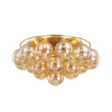 Kassia 6 Light Semi-Flush 23", Aged Brass and Mirrored Champagne Glass