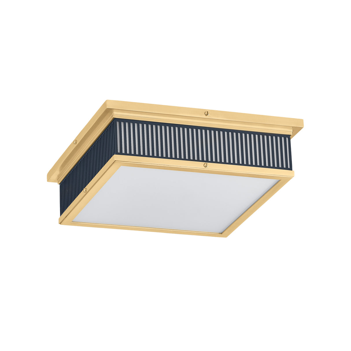 Hawthorne Square LED Flush Mount 14", Aged Brass and Midnight Blue