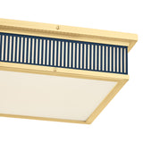 Hawthorne Square LED Flush Mount 14", Aged Brass and Midnight Blue