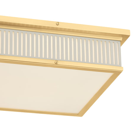 Hawthorne Square LED Flush Mount 14", Aged Brass and Off-White
