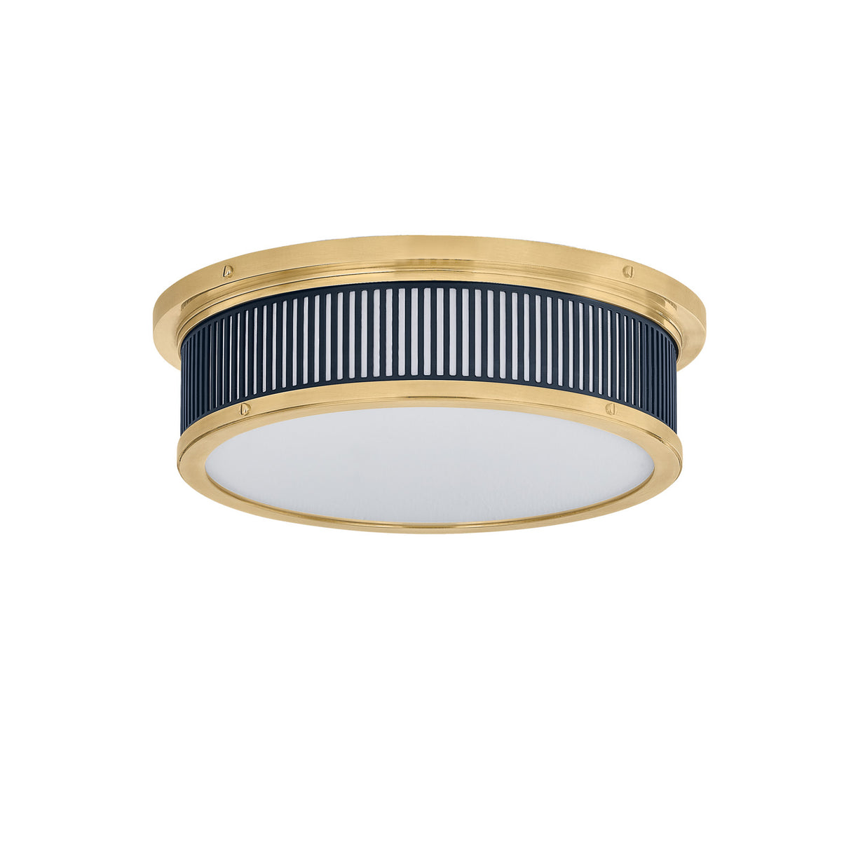 Hawthorne Round LED Flush Mount 14", Aged Brass and Midnight Blue