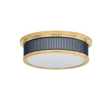 Hawthorne Round LED Flush Mount 14", Aged Brass and Midnight Blue