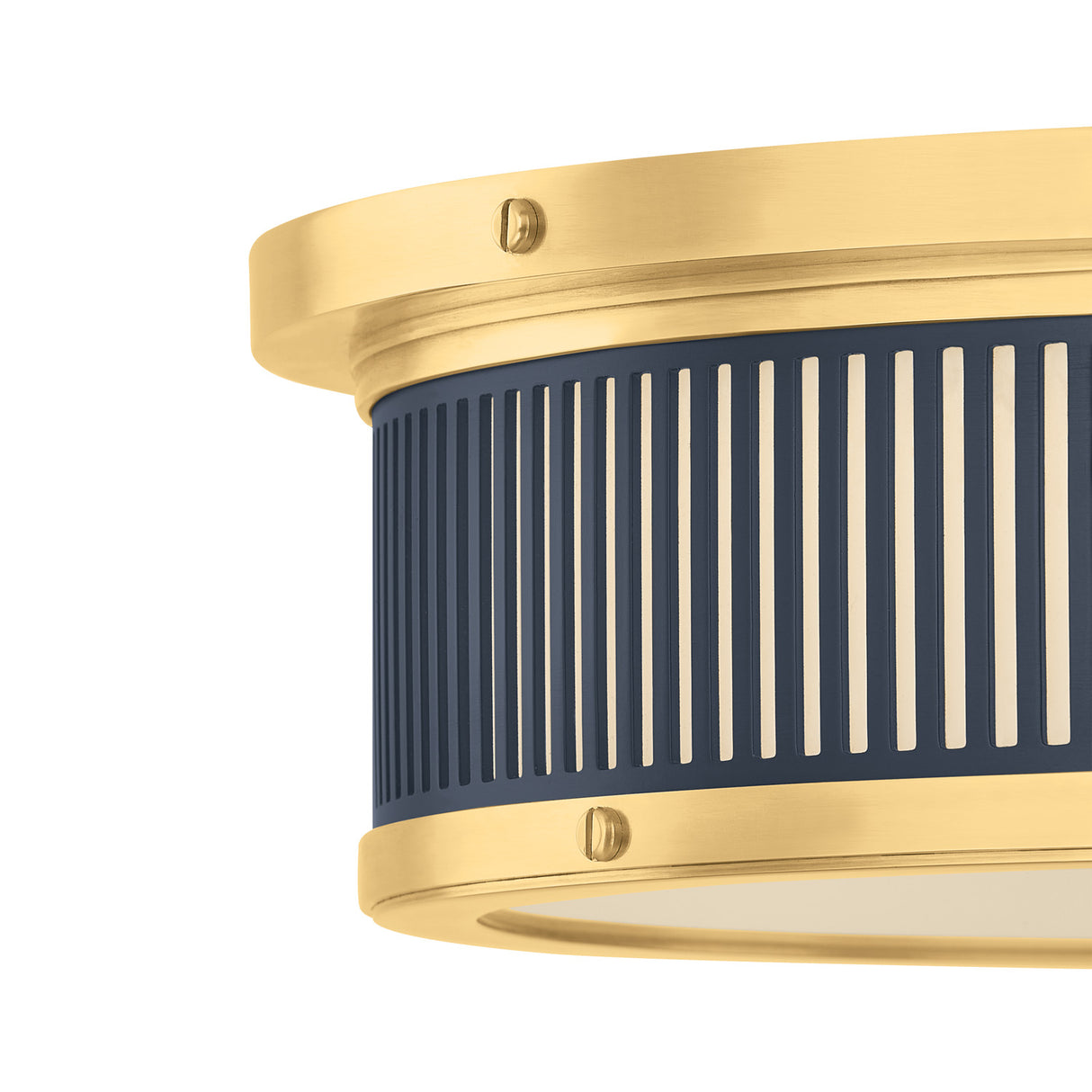 Hawthorne Round LED Flush Mount 14", Aged Brass and Midnight Blue