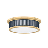 Hawthorne Round LED Flush Mount 14", Aged Brass and Midnight Blue