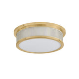 Hawthorne Round LED Flush Mount 14", Aged Brass and Off-White